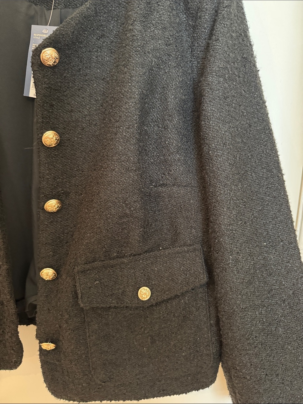 NEW Classic Black Bouclé Jacket with Gold Buttons - Universal Thread - Picture 4 of 8